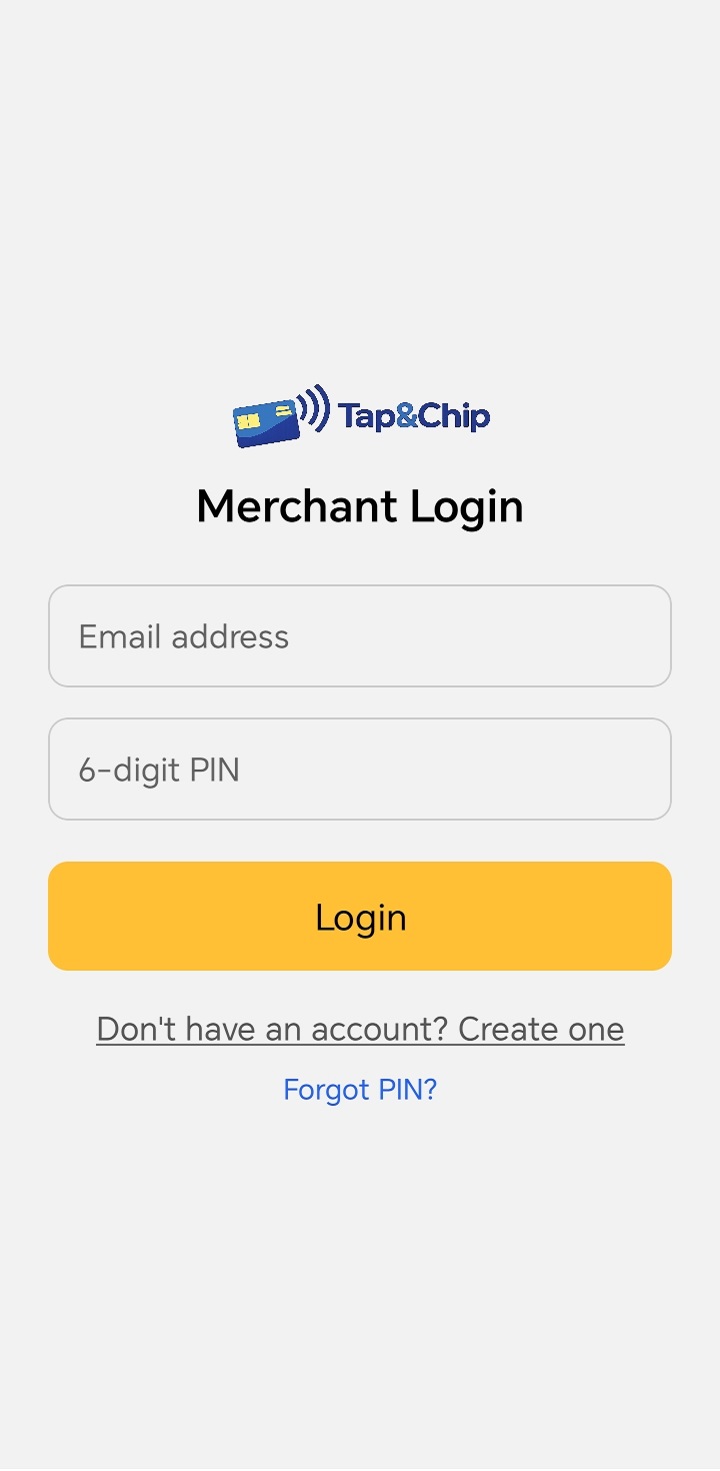 Tap&Chip Android app home screen